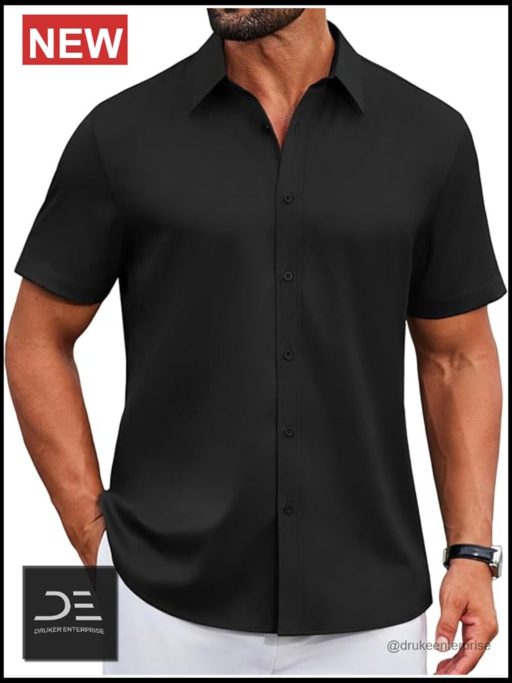 Short Sleeve Button Down Shirt Wrinkle Free Stretch Casual Summer